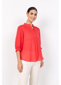 Kurzarmbluse soyaconcept "SC-FABIANA 3", Damen, Gr. XL, bittersweet, Web, Obermaterial: 100% Baumwolle, unifarben, normal, Rundhals, gesmokt, Blusen Kurzarmbluse, Baumwolle