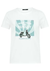 Print-Shirt Zero "Printshirt mit Aufdruck", Damen, Gr. 44, bunt (patch wei&szlig;, blau), Obermaterial: 95% Baumwolle CO. 5% Elasthan EL., Shirts Print-Shirt