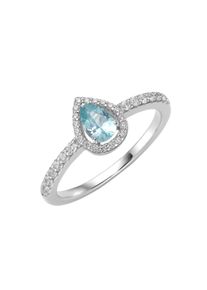 Silberring "Ring synth. Saphir, Zirkonia wei&szlig;, Silber 925" Gr. 60, hellblau, Giorgio Martello MILANO, Fingerringe, Damen, 60, Silber 925 (Sterlingsilber), Silberring
