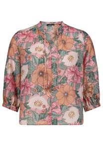Klassische Bluse Zero "Tunika-Bluse mit Blumenprint", Damen, Gr. 44, ros&eacute;, gr&uuml;n, Obermaterial: 67% Lyocell CLY. 33% Polyamid PA., Blusen Klassische Bluse