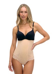 Shapingstring MAGIC BODYFASHION "Super Control Hi-Thong", Damen, Gr. S, latte, Obermaterial: 85% Polyamid, 15% Elasthan, figurbetont, Unterhosen Shapingstring, mit eleganter, weicher Spitze