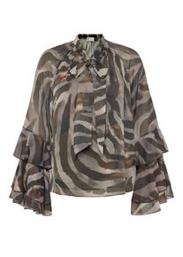 Chiffonbluse Vera Mont "Chiffonbluse mit Volant", Damen, Gr. 34, braun (braun, braun), Obermaterial: 100% Polyester PES., Blusen Chiffonbluse