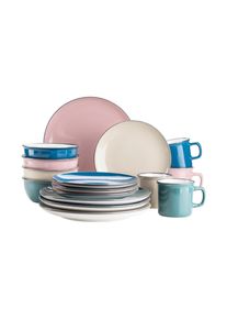 M&auml;ser Kombiservice M&Auml;SER "Maila", bunt (petrol, altrosa, beige, dunkelblau), 16, Geschirr-Sets, Kombiservice