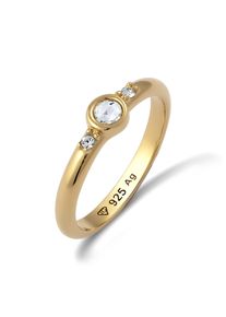Silberring Elli "Ring Wei&szlig; 925 Sterling Silber, mit Kristallen von Swarovski" Gr. 58, gold, Fingerringe, Damen, 58, Silber 925 (Sterlingsilber), Silberring