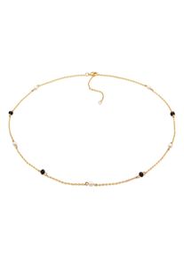 Silberkette Elli "Halskette Kristalle Perlen Zart Elegant Goldfarben" Gr. 40, gold, Halsketten, Damen, Messing, Silberkette