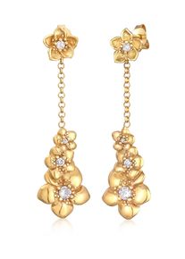 Paar Ohrstecker Elli "Ohrringe Ohrh&auml;nger Bl&uuml;ten Zirkonia Flower Floral 925 Silber" Gr. 43, gold, Ohrringe, Damen, Silber 925 (Sterlingsilber), Paar Ohrstecker