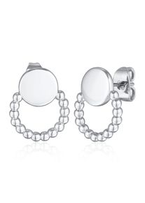 Paar Ohrstecker Elli "Ohrringe Pl&auml;ttchen Dots Kreis Design Messing Silberfarben" Gr. 9, silber, Ohrringe, Damen, ohne Stein, Messing, Paar Ohrstecker