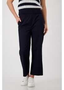 Culotte monari "Hose Sarah s Basic Cotton", Damen, Gr. 42, N-Gr, marine, Web, Obermaterial: 60% Baumwolle, 37% Polyamid, 3% Elasthan, unifarben, regular fit 7/8-L&auml;nge, Hosen Culotte, Regular fit mit elastischem Bund