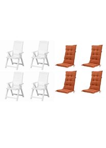 Gardenson , Wei&szlig;, Terracotta , Kunststoff, Textil , 44x111x50 cm , klappbar, wetterfest, wetterbest&auml;ndig, UV-best&auml;ndig ,