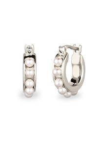 Paar Creolen Elli "Ohrringe Creolen mit Perlen von Swarovski(R) Wei&szlig; 925 Sterling Silber" Gr. 18, silber, Ohrringe, Damen, Silber 925 (Sterlingsilber), Paar Creolen