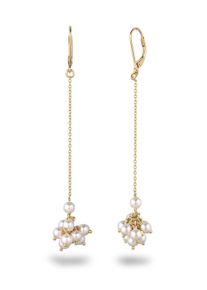 Paar Ohrh&auml;nger Elli "Ohrringe Ohrh&auml;nger mit Perlen von Swarovski(R) Wei&szlig; 925 Sterling Silber vergoldet" Gr. 75, gold, Ohrringe, Damen, Silber 925 (Sterlingsilber), Paar Ohrh&auml;nger