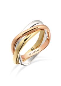 Silberring Elli "Ring Wickelring Tri-Color 925 Sterling Silber vergoldet" Gr. 56, bunt (dreifarbig), Fingerringe, Damen, 56, Silber 925 (Sterlingsilber), Silberring