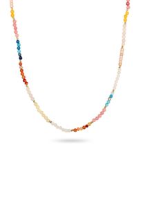 Silberkette Elli Premium "Halskette Perlen Zirkonia Mondstein Achat Bunt 925 Sterling Silber vergoldet" Gr. 40, bunt, Halsketten, Damen, Silber 925 (Sterlingsilber), Silberkette