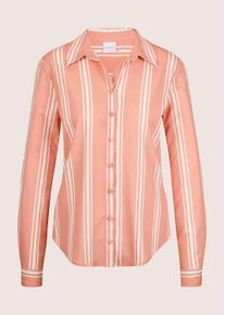 Madeleine Mode Hemdbluse MADELEINE "Bluse Langarm Streifenbluse mit Hemdkragen", Damen, Gr. 38, orange (puderros&eacute;, apricot, multicolor), Obermaterial: 98% Polyester PES. 2% Elasthan EL., Modern, normal, Blusen Hemdbluse