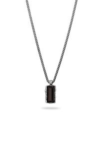 Kette mit Anh&auml;nger HAZE & GLORY "Halskette Anh&auml;nger Rechteck Onyx Schwarz 925 Sterling Silber - Bold Bar" Gr. 50, silber, Halsketten, Herren, Silber 925 (Sterlingsilber), Kette mit Anh&auml;nger
