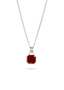Kette mit Anh&auml;nger Kuzzoi "Halskette Anh&auml;nger Emaille Rot 925 Sterling Silber" Gr. 50, silber, Halsketten, Herren, Silber 925 (Sterlingsilber), Kette mit Anh&auml;nger