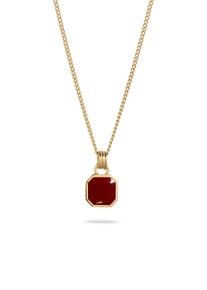 Kette mit Anh&auml;nger Kuzzoi "Halskette Anh&auml;nger Emaille Rot 925 Sterling Silber" Gr. 50, gold, Halsketten, Herren, Silber 925 (Sterlingsilber), Kette mit Anh&auml;nger