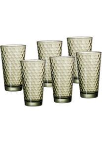 Ritzenhoff & Breker Longdrinkglas RITZENHOFF & BREKER "Favo, 6-teilig", gr&uuml;n (oliv), H:14,2cm &Oslash;:8,4cm, Glas, Trinkgef&auml;&szlig;e, Longdrinkglas, 6er Set, je 350 ml