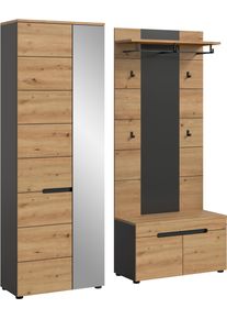 Garderoben-Set Home Affaire "REHAT, TOPSELLER, 3-teilig, Breite 160 cm, individuell erweiterbar", braun (basalt grau, artisan eiche nachbildung), Kastenm&ouml;bel-Sets, Garderoben-Set, Garderobenkombination, Kombination, Set, Flurgarderobe, Diele