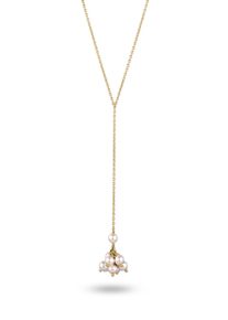 Y-Kette Elli "Halskette Y-Kette mit Perlen von Swarovski(R) Wei&szlig; 925 Sterling Silber vergoldet" Gr. 45, gold, Halsketten, Damen, Silber 925 (Sterlingsilber), Y-Kette
