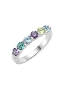 Silberring "Ring mit Zirkonia und Kristallsteinen, Silber 925" Gr. 58, bunt (mehrfarbig), Giorgio Martello MILANO, Fingerringe, Damen, 58, Silber 925 (Sterlingsilber), Silberring