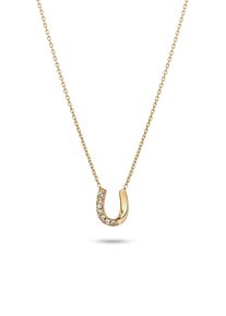 Silberkette Elli "Halskette Hufeisen mit Kristallen von Swarovski(R) 925 Sterling Silber" Gr. 45, gold, Halsketten, Damen, Silber 925 (Sterlingsilber), Silberkette