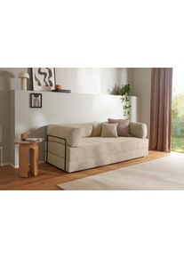 Schlafsofa HOMSY BY ANA JOHNSON "Folda Dauerschl&auml;fer, B: 206 cm, Liegefl. 181x198 cm", beigebraun, B:206cm H:72cm T:94cm, Sofas, Schlafsofa, mit Bett-/Schlaffunktion, inkl. 1x Zierkissen, Tonnentaschenfederkern