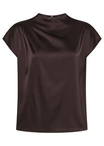 Satinbluse Zero "Satin-Bluse mit Kragen", Damen, Gr. 40, braun (chocolate plum), Obermaterial: 4% Elasthan EL. 96% Polyester Pol. recyc.., Blusen Satinbluse