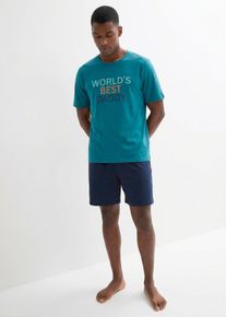 Pyjamas med shorts av bomull 2 delar - bl&aring; - storlek 48/50 (M) - bonprix