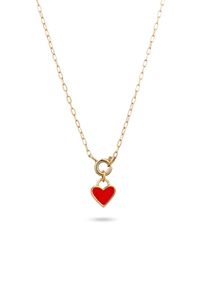 Kette mit Anh&auml;nger Elli "Halskette Herz Emaille Rot 925 Sterling Silber" Gr. 45, gold, Halsketten, Damen, Silber 925 (Sterlingsilber), Kette mit Anh&auml;nger
