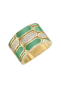 Silberring "Ring mit Emaille-Einlagen und Zirkonia, Silber 925" Gr. 56, gold, Giorgio Martello MILANO, Fingerringe, Damen, 56, Silber 925 (Sterlingsilber), Silberring