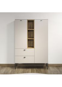 Highboard Home Affaire "San Pedro", kaschmir und eiche, B:93cm H:140cm T:42cm, FSC-zertifizierter Holzwerkstoff, Metall, Sideboards, Highboard, Highboard, 2 T&uuml;ren, 2 Schubkasten & Soft-Close - (B/T/H) 93/42/140 cm