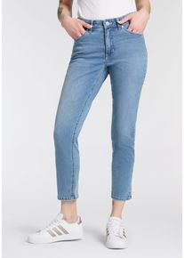 7/8-Jeans MAC "MELANIE 7/8 summer", Damen, Gr. 42, L&auml;nge 29, light random mid blau wash, Denim/Jeans, Obermaterial: 90% Baumwolle, 8% Polyester, 2% Elasthan, straight fit 7/8-L&auml;nge, Jeans 7/8-Jeans, Sommerliche Denim-Qualit&auml;t, sehr leicht im Gewicht