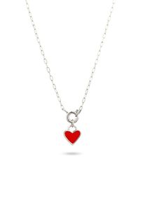 Kette mit Anh&auml;nger Elli "Halskette Herz Emaille Rot 925 Sterling Silber" Gr. 45, silber, Halsketten, Damen, Silber 925 (Sterlingsilber), Kette mit Anh&auml;nger