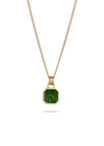 Kette mit Anh&auml;nger Kuzzoi "Halskette Anh&auml;nger Emaille Gr&uuml;n 925 Sterling Silber" Gr. 50, gold, Halsketten, Herren, Silber 925 (Sterlingsilber), Kette mit Anh&auml;nger
