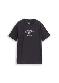 Kurzarmshirt Tom Tailor, Jungen, Gr. 152, schwarz (coal grau), Single Jersey, Obermaterial: 100% Baumwolle, bedruckt, regular fit h&uuml;ftlang, Rundhals, abgesteppte Kante, Shirts Kurzarmshirt, Sommershirt mit Print/f&uuml;r Boys