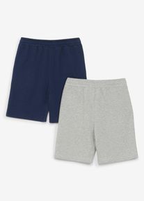 Sweatshirtshorts med ekologisk bomull (2-pack) - gr&aring; - storlek 110 - bonprix