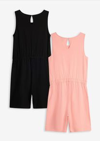 Jerseyjumpsuit i bomull (2-pack) - svart - storlek 134 - bonprix