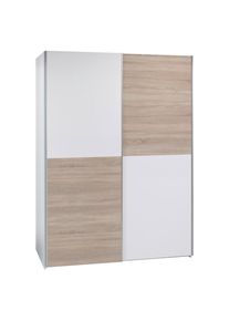 CARRYHOME Schwebet&uuml;renschrank, Wei&szlig;, Sonoma Eiche, Holzwerkstoff, 2 F&auml;cher, 170x195x59 cm, Schlafzimmer, Komplette Schlafzimmer und Serien, Schlafzimmerserien