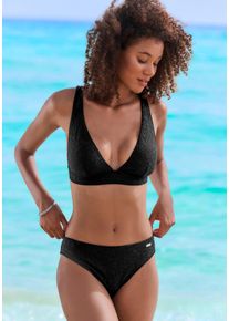 Triangel-Bikini-Top Buffalo "Bubble", Damen, Gr. 34, Cup A/B, schwarz, Obermaterial: 96% Polyamid, 4% Elasthan. Futter: 92% Polyester, 8% Elasthan, Strukturmuster, Bikini-Oberteile Triangel-Bikini-Top, mit floraler Struktur