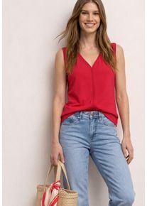 Shirttop Street One, Damen, Gr. 44, salsa rot, Jersey, Obermaterial: 95% Viskose, 5% Elasthan, unifarben, h&uuml;ftlang, V-Ausschnitt, Tops Shirttop, mit dekorativem Crochet-Tape, unifarben
