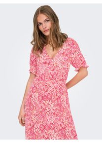 Maxikleid Only "ONLCHIANTI S/S LONG DRESS WVN NOOS", Damen, Gr. XS, N-Gr, cloud dancer aop:sikka graphic, Web, Obermaterial: 100% Viskose, bedruckt, regular fit kn&ouml;chellang, V-Ausschnitt, Kleider Maxikleid, Viskose, regular fit