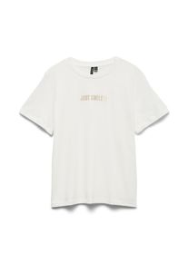 V&eacute;ro Moda Kurzarmshirt VERO MODA "VMSIGRID PAULINA SS TOP BOX JRS", Damen, Gr. L, snow wei&szlig; print:just smile, Jersey, Obermaterial: 100% Baumwolle, bedruckt, regular fit normal, Rundhals, Shirts Kurzarmshirt, Baumwolle, regular fit