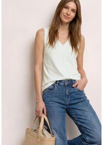 Shirttop Street One, Damen, Gr. 38, sanftes wei&szlig;, Jersey, Obermaterial: 95% Viskose, 5% Elasthan, unifarben, h&uuml;ftlang, V-Ausschnitt, Tops Shirttop, mit dekorativem Crochet-Tape, unifarben