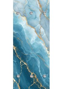 Garderobenpaneel queence "Wandgarderobe mit Motiv Marmor Abstrakt inkl. Edelstahlhaken", gold, B:50cm H:120cm T:2,5cm, Acrylglas, Edelstahl, Garderobenpaneele, Garderobenpaneel, HD Premium Druck auf Acrylglas