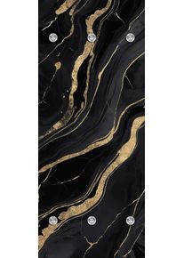 Garderobenpaneel queence "Wandgarderobe mit Motiv Marmor Abstrakt inkl. Edelstahlhaken", schwarz (gold), B:50cm H:120cm T:2,5cm, Acrylglas, Edelstahl, Garderobenpaneele, Garderobenpaneel, HD Premium Druck auf Acrylglas