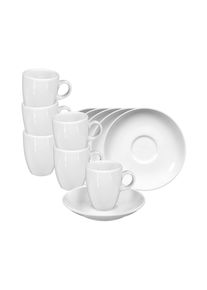 Espressotasse Seltmann Weiden "Espressotassen mit Untertassen VIP. 90 ml 6er Set wei&szlig;", wei&szlig;, B:12cm H:9cm &Oslash;:12cm, Porzellan, Trinkgef&auml;&szlig;e, Espressotasse, Sp&uuml;lmaschinenfest, Mikrowellensicher, Ofenfest