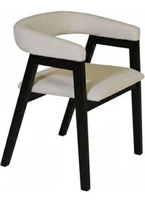 Armlehnstuhl Jahnke "BOW SIT DUO", sanftes wei&szlig;, schwarz, schwarz, sanftes wei&szlig;, B:54cm H:73cm T:57cm, Massivholz, St&uuml;hle, Armlehnstuhl, Esszimmerstuhl (2er Set), Massivholz, Boucle-Stoff,bis 110kg belastbar
