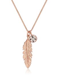 Silberkette Elli "Halskette Feder Boho Schmuck Geschenk mit Kristallen von Swarovski(R)925 Silber" Gr. 55, rosa (rosegold), Halsketten, Damen, 55, Silber 925 (Sterlingsilber), Silberkette