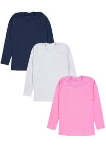 Unterhemd TUPTAM "Langarmshirt M&auml;dchen Langarmshirt 3er Pack", M&auml;dchen, Gr. 146, N-Gr, rosa (3er pack dunkelblau, rosa, grau), Obermaterial: 100% Baumwolle CO., Unterhemden Unterhemd